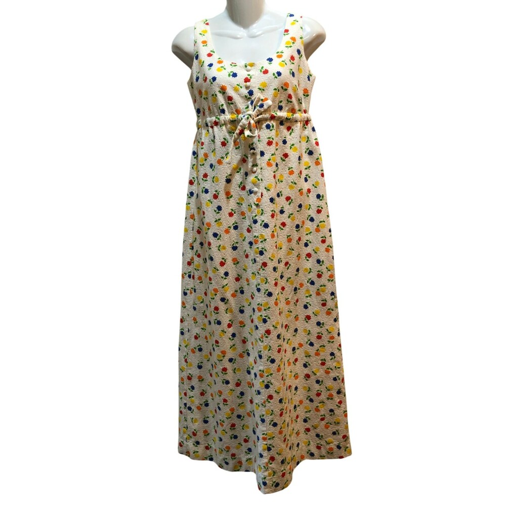 VTG Lanz Womens Medium Floral Midi Dress Empire Waist Sundress Cottagecore Sz M